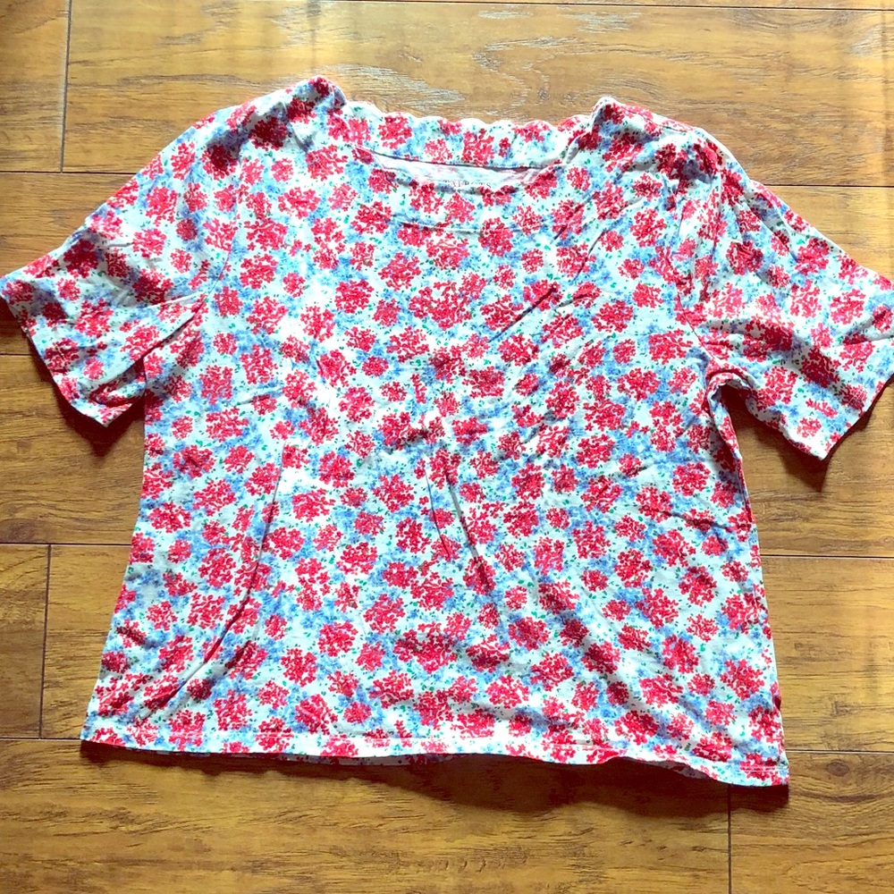 Talbots PIMA SCALLOP-EDGE TEE - CLASSIC FLORAL